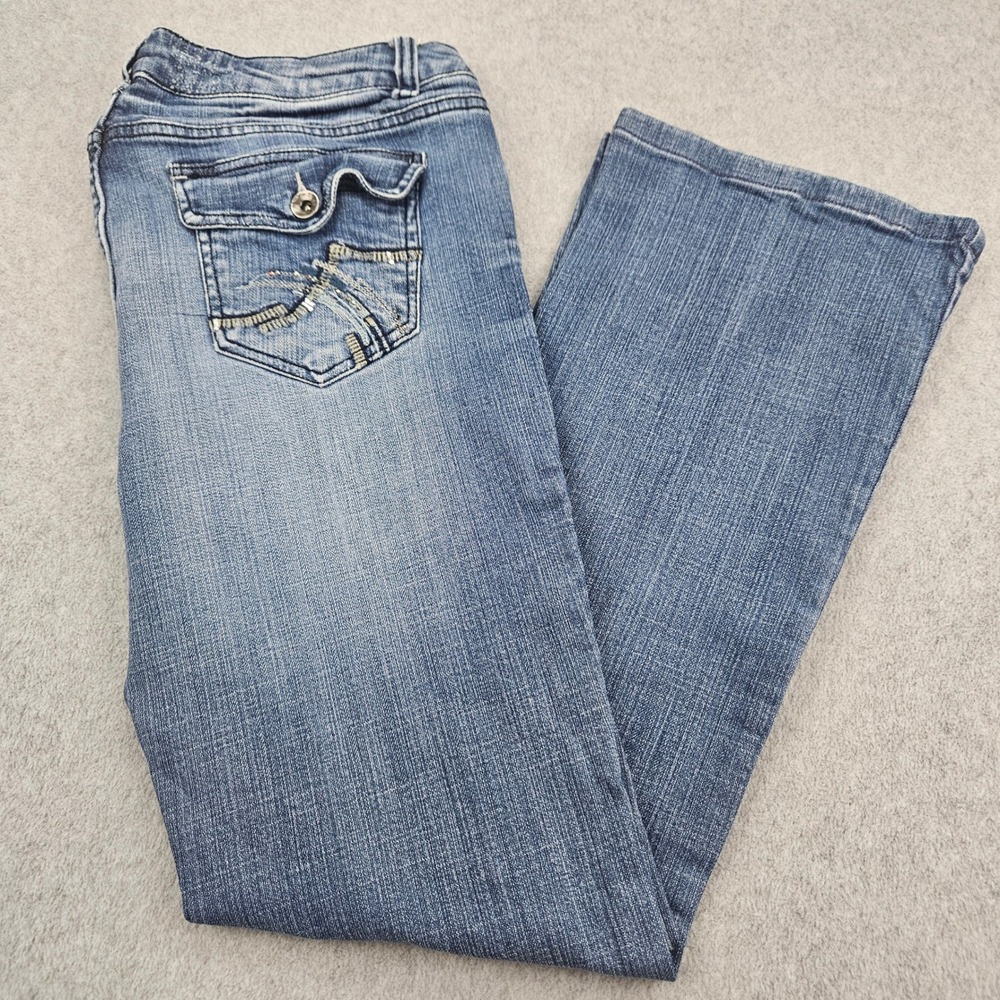 Refuge by Charlotte Russe jeans Bootcut Women 11 Embellished Flap Pocket Y2K